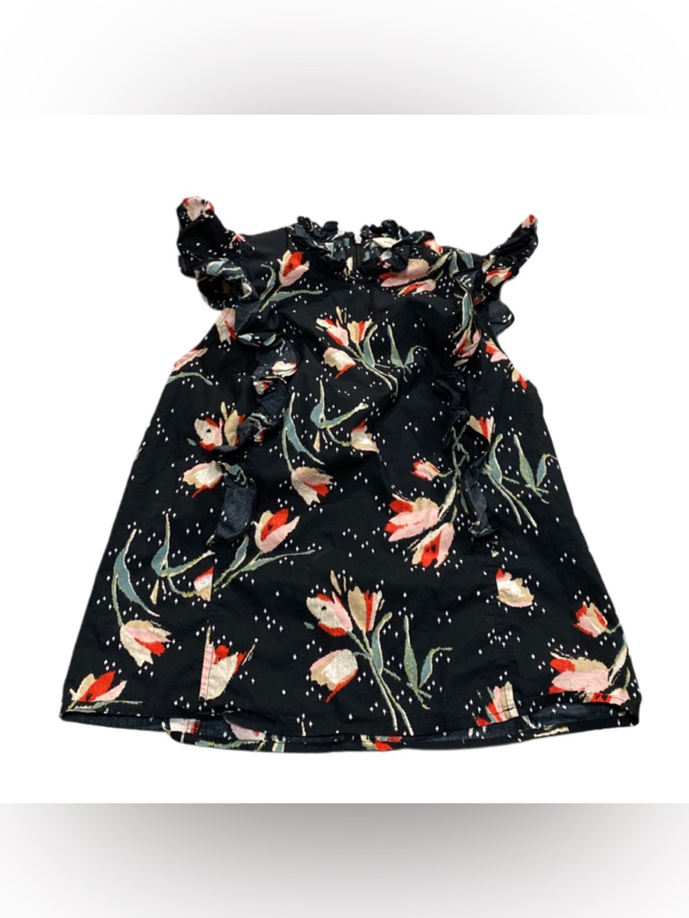 Rebecca Taylor Cotton Floral Ruffled Sleeveless Tank Top Size 2